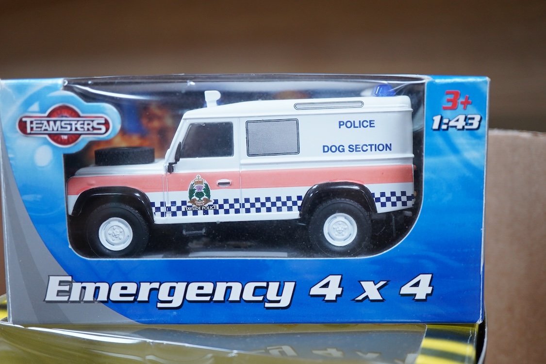 A collection of boxed diecast vehicles, mainly Police related, by Vanguards, Corgi, Cararama, etc. including a Brooklin Models white metal model of a 1972 Vauxhall Ventura (IPV04) in Huddersfield & District (West Yorkshi